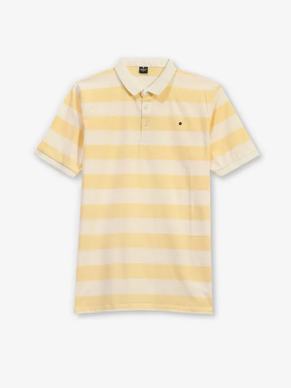 INSTINTO mustard yellow stripe cotton t-shirt