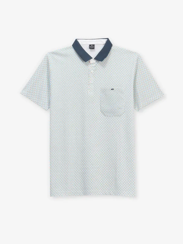 INSTINTO white and blue printed cotton t-shirt