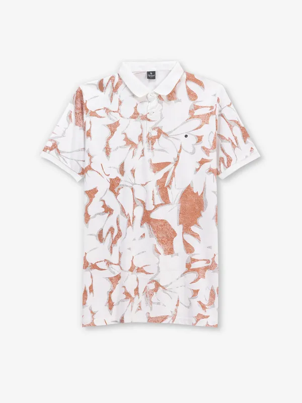INSTINTO white and brown printed t-shirt