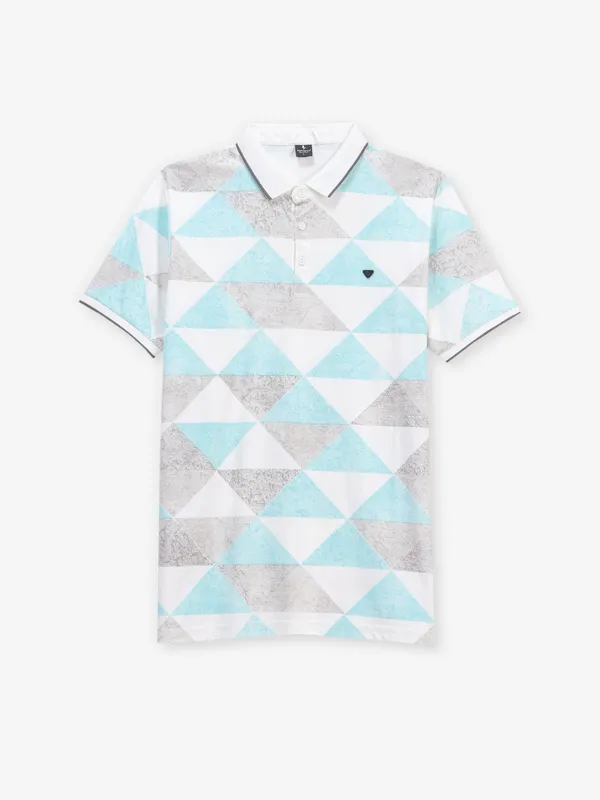 INSTINTO white and sky blue printed t-shirt