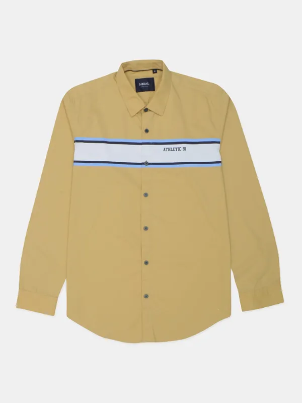 Ireal printed casaul wear shirt in mustard