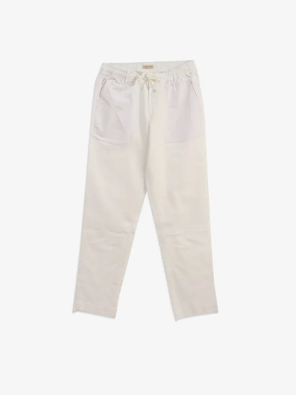 IRONY linen white solid track pant