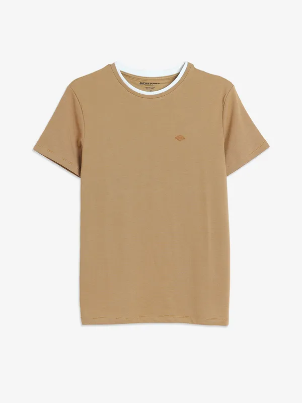 JACK&JONES beige cotton stripe t-shirt