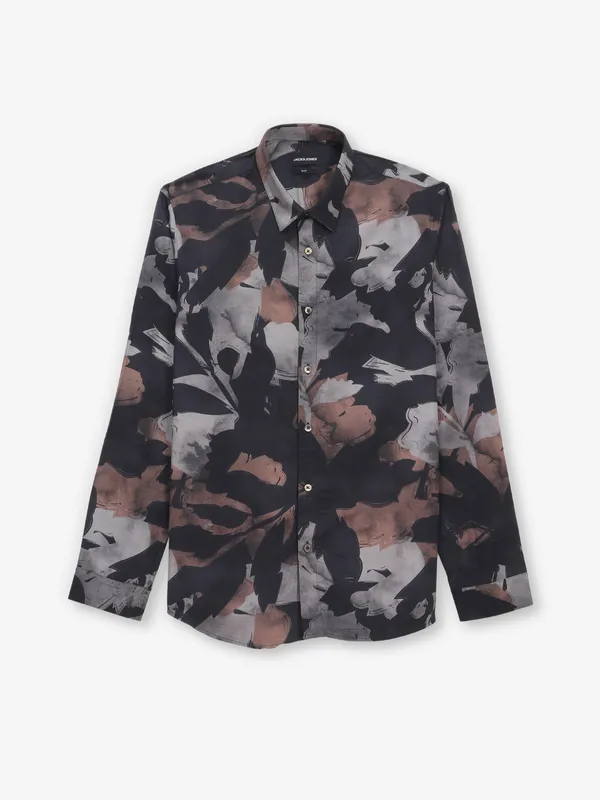JACK&JONES black cotton printed shirt