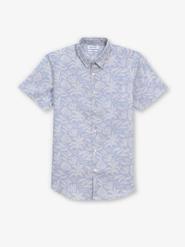 JACK&JONES cotton light blue printed shirt
