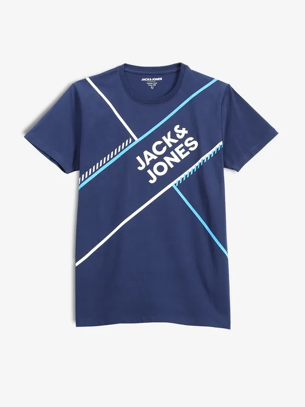 JACK&JONES navy printed casual t-shirt