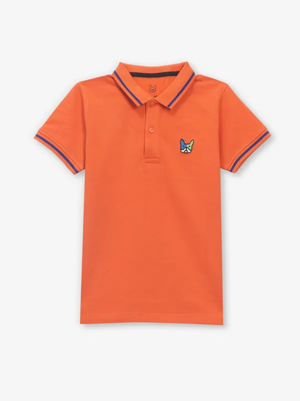 JACK&JONES orange plain cotton t-shirt