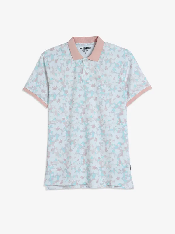 JACK&JONES peach cotton printed t-shirt