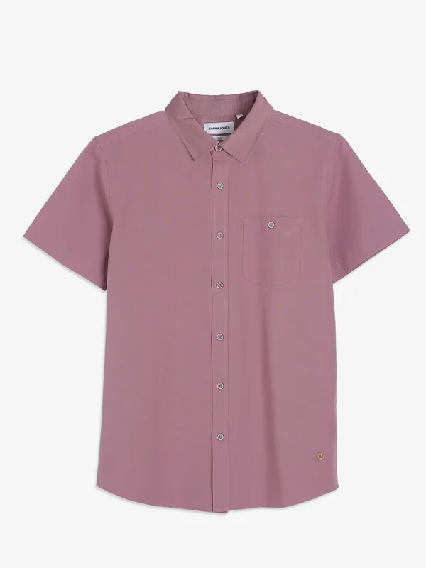 JACK&JONES plain pink slim fit shirt