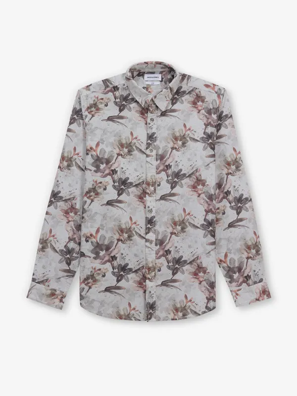 JACK&JONES printed pista green cotton shirt