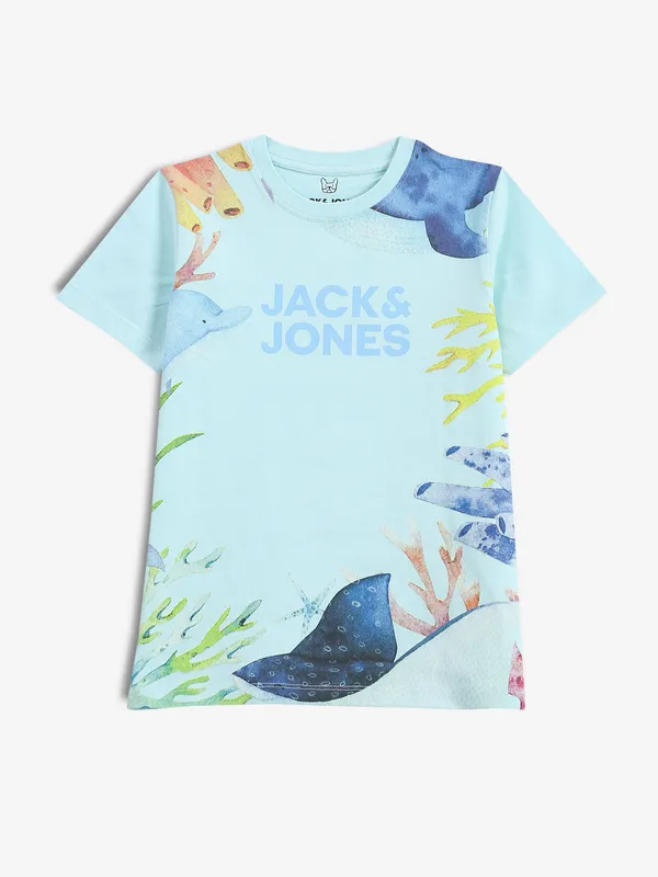 JACK&JONES sky blue printed t-shirt