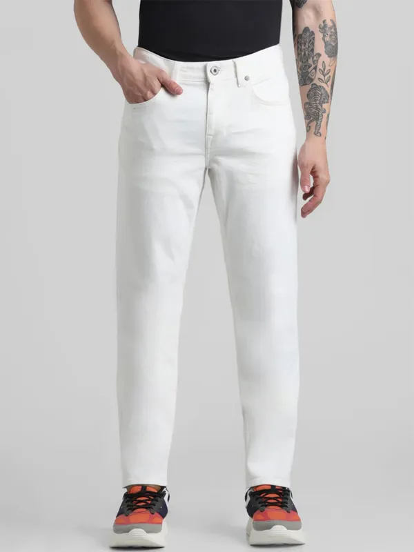 JACK&JONES solid white denim slim fit jeans