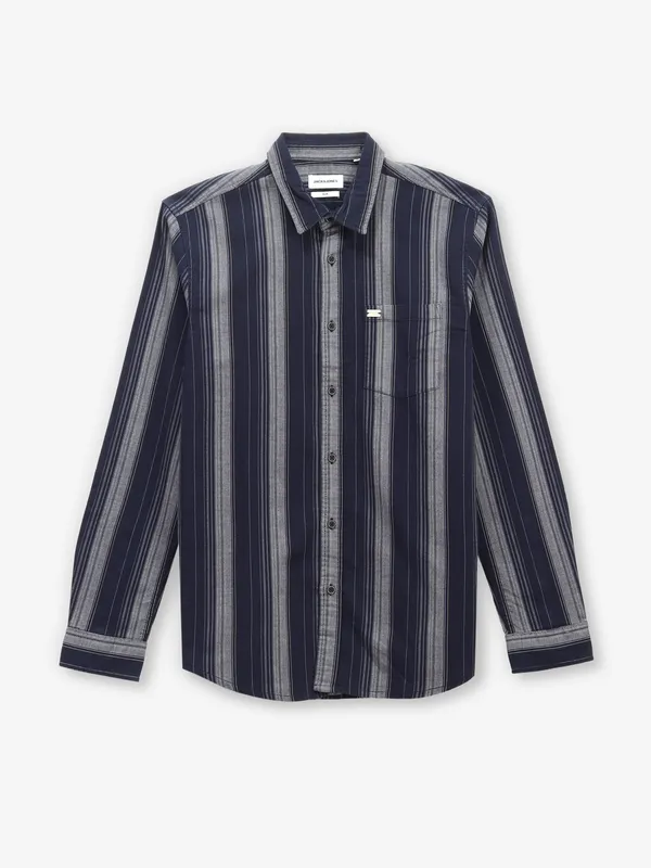 JACK&JONES stripe navy cotton shirt