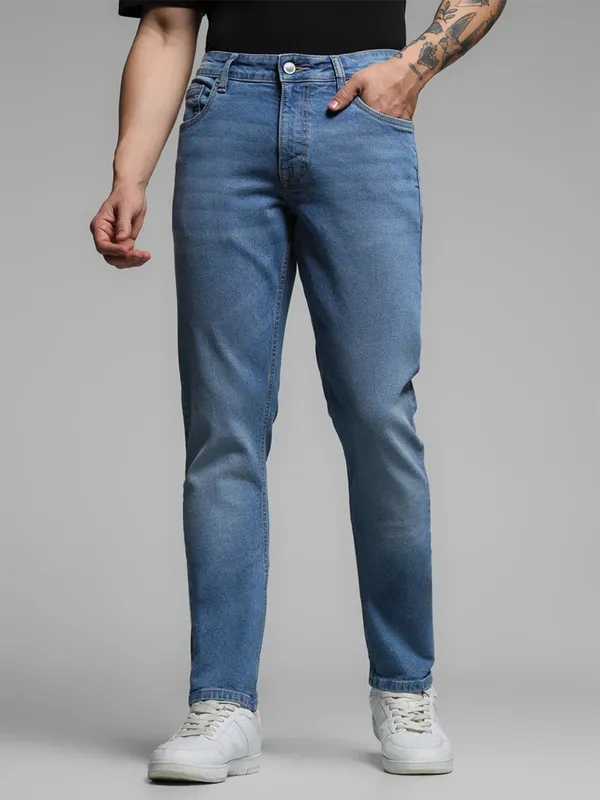 JACK&JONES washed blue denim slim fit jeans