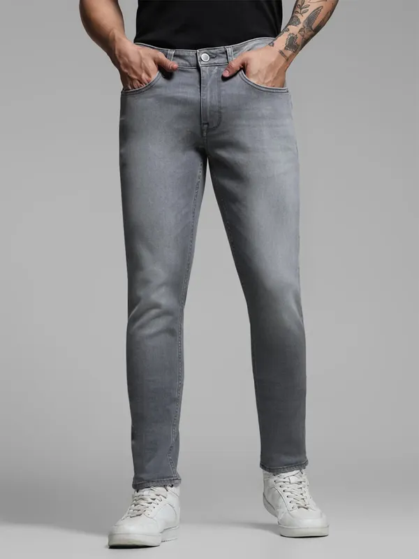 JACK&JONES washed grey denim slim fit jeans