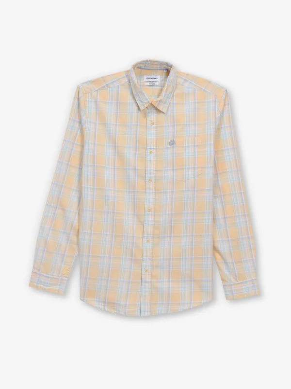 JACK&JONES yellow cotton shirt with checks