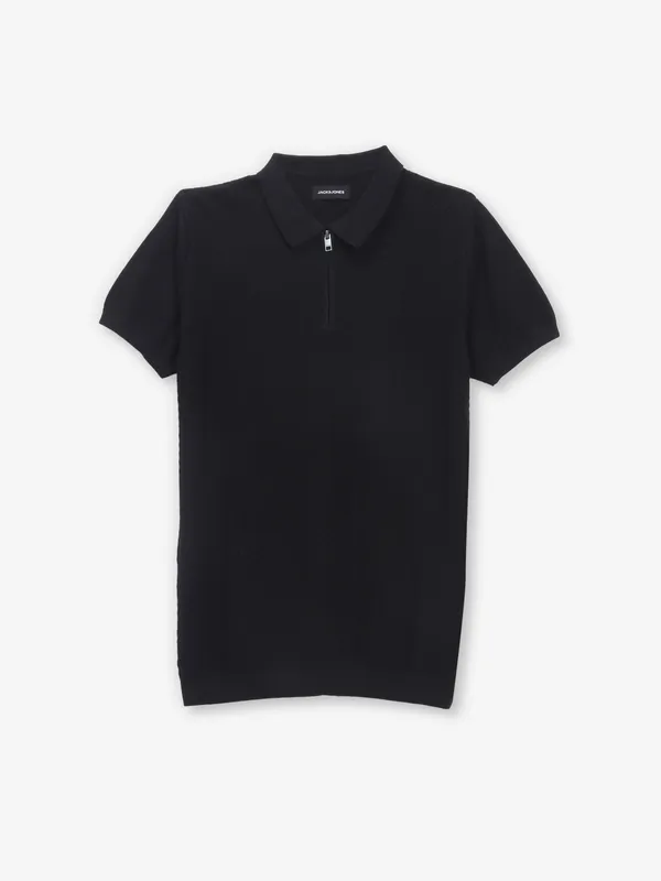 JACK & JONES black texture cotton t-shirt