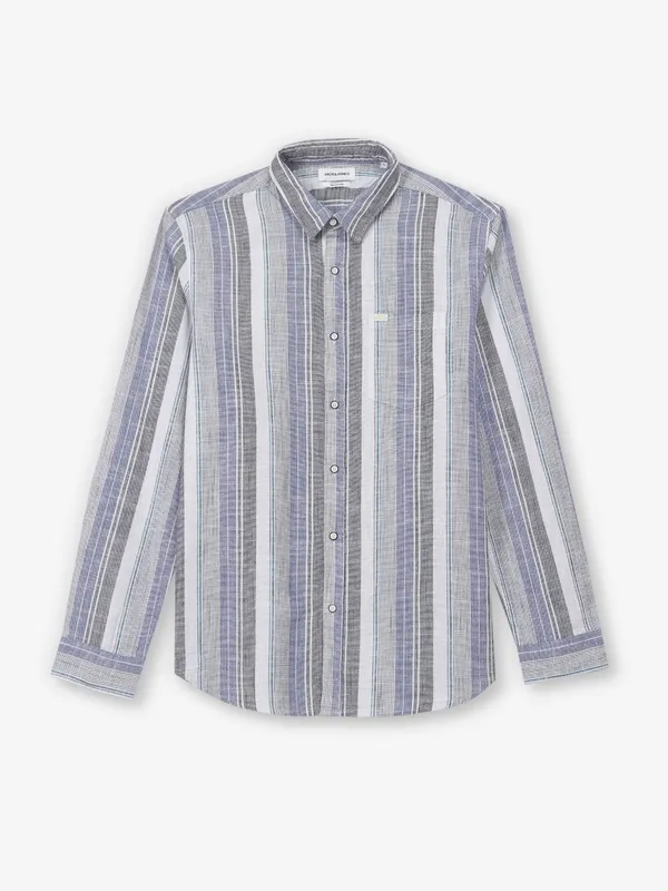 JACK & JONES blue stripe cotton casual shirt