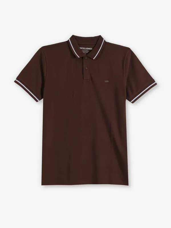 JACK & JONES brown cotton t-shirt