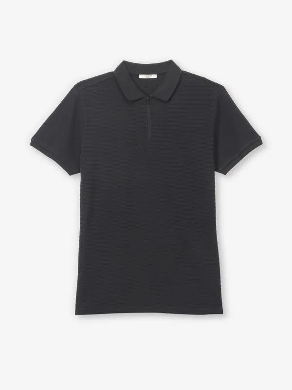JACK & JONES charcoal black knitted t-shirt