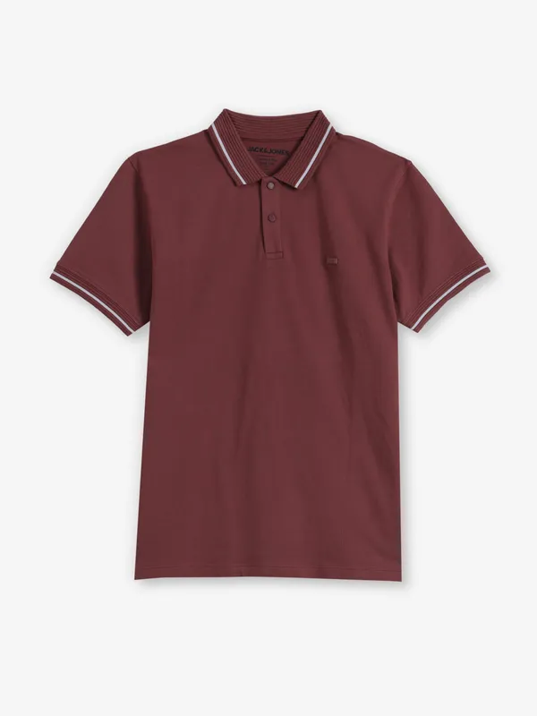 JACK & JONES cotton t-shirt in rust wine