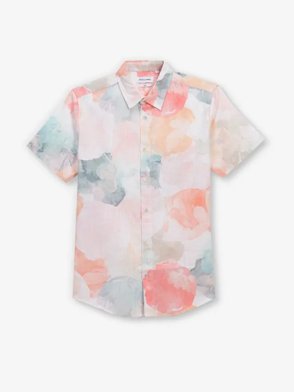 JACK & JONES multi color cotton printed shirt