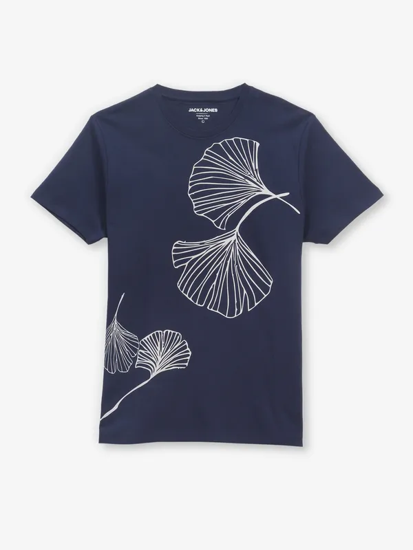 JACK & JONES navy cotton printed t-shirt