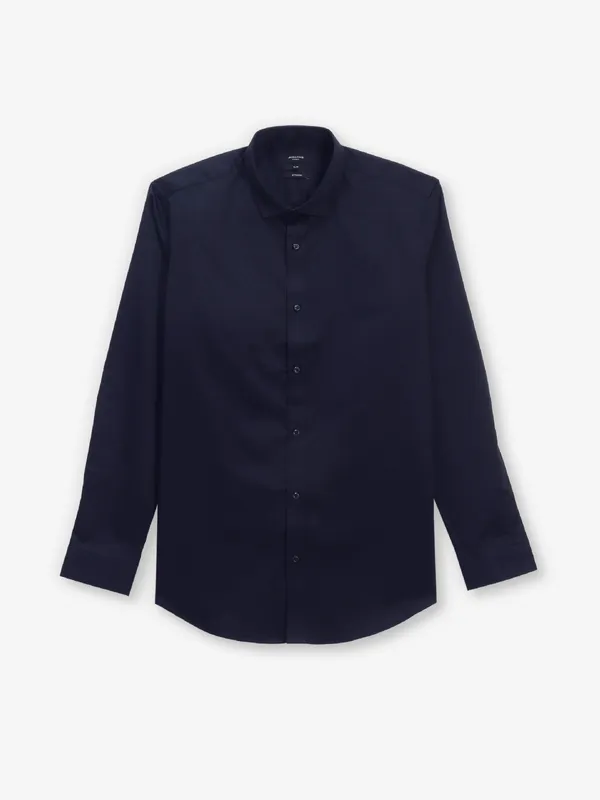 JACK & JONES navy cotton silk plain shirt