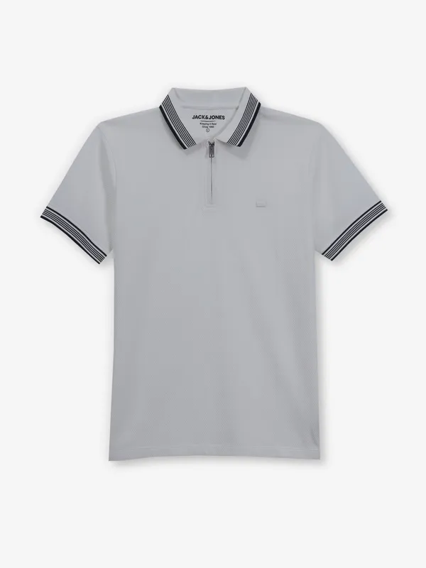 JACK & JONES grey plain cotton t-shirt