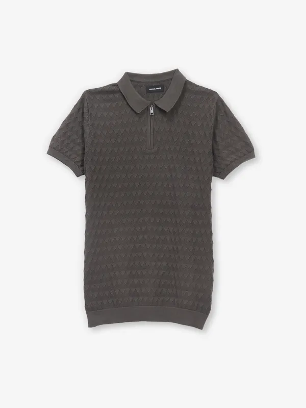 JACK & JONES olive night texture cotton t-shirt