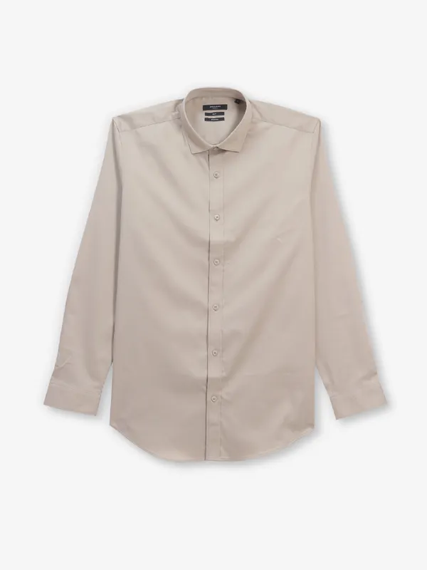 JACK & JONES plain beige cotton silk shirt