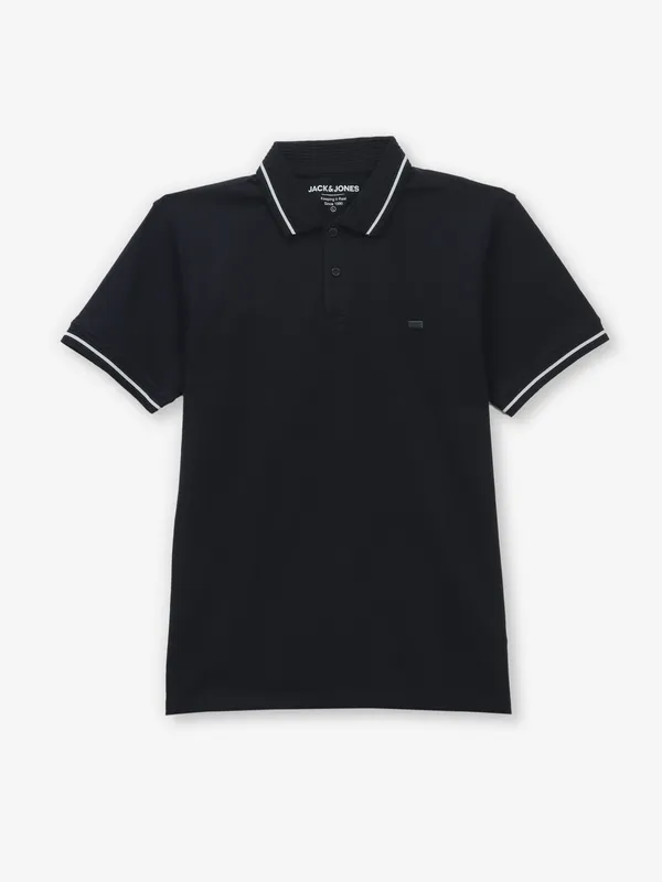 JACK & JONES plain black cotton t-shirt