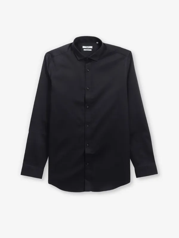 JACK & JONES plain black linen shirt