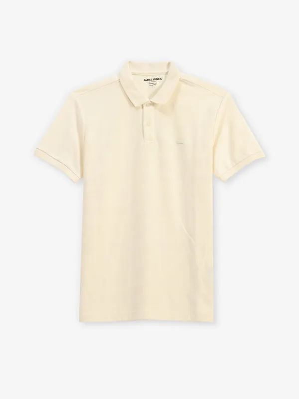 JACK & JONES plain cream cotton t-shirt