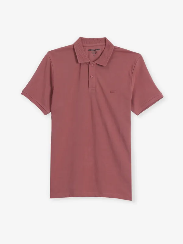 JACK & JONES plain onion pink t-shirt
