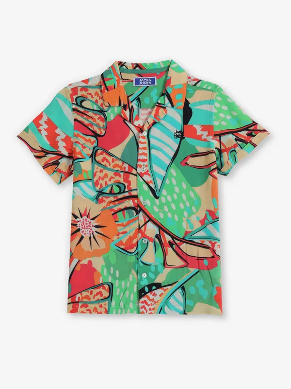 JACK & JONES printed green shirt for boys
