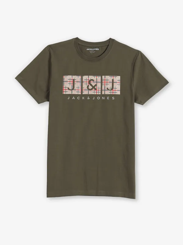 JACK & JONES printed olive t-shirt