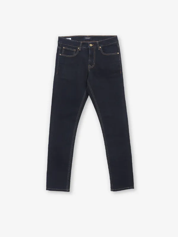 JACK & JONES solid black denim jeans for men