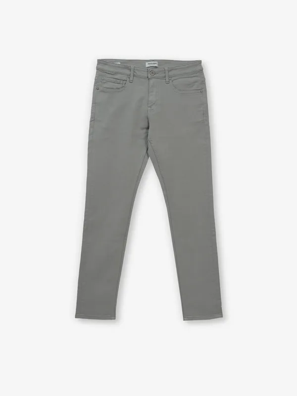 JACK & JONES solid grey slim fit mens denim jeans