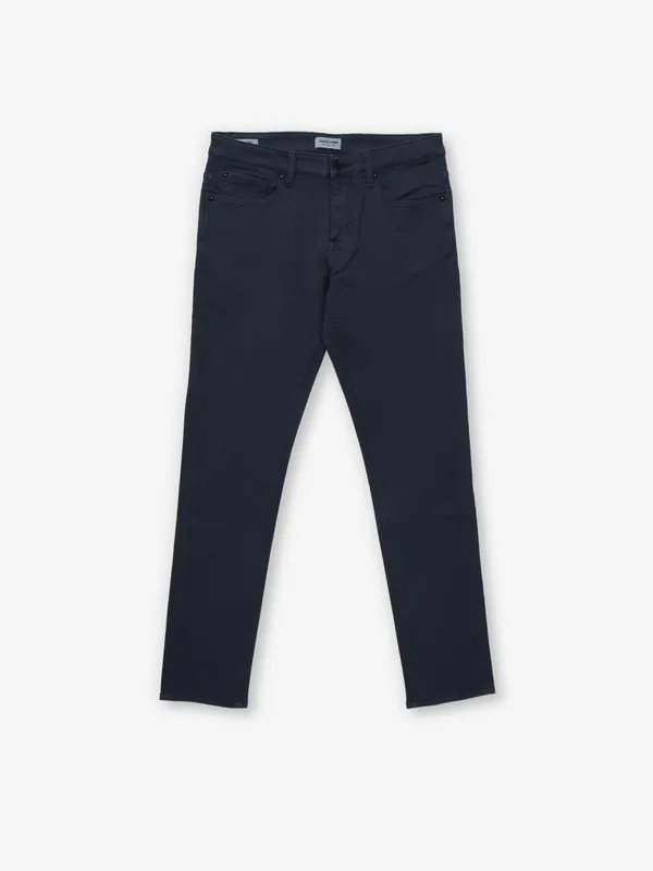 JACK & JONES solid navy slim fit mens denim jeans