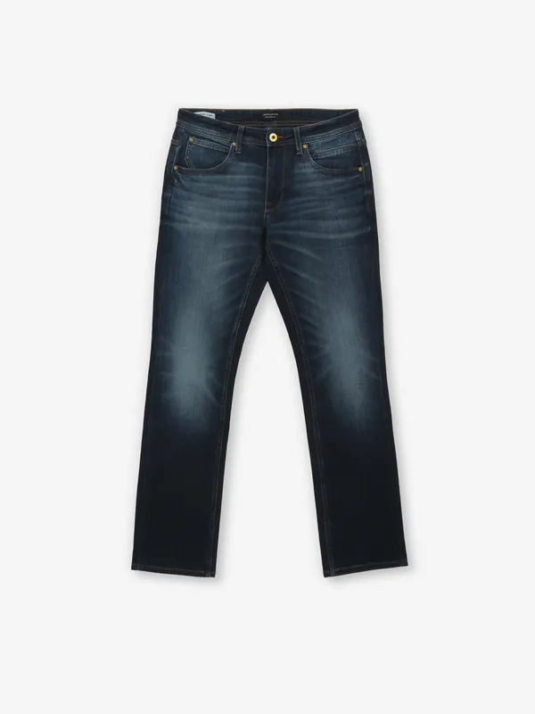 JACK & JONES washed mid blue slim fit mens denim