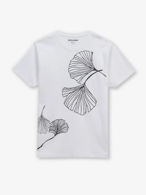 JACK & JONES white cotton t-shirt in printed