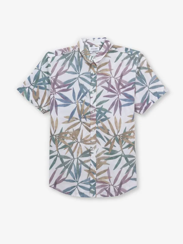 JACK & JONES white floral printed shirt