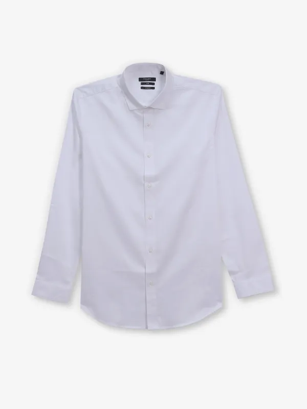 JACK & JONES white plain cotton silk shirt