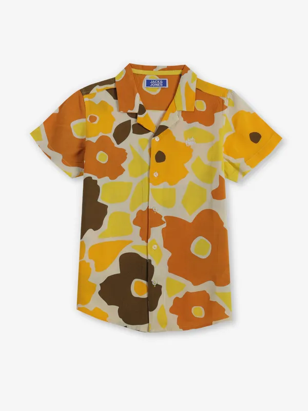 JACK & JONES yellow printed shirt