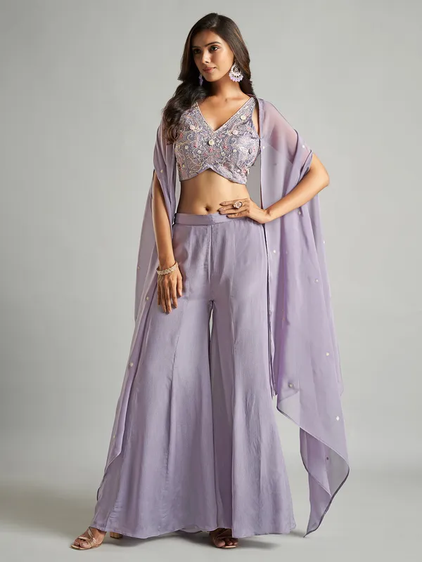 Jacket style lilac purple palazzo suit