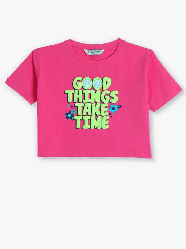 JUST CLOTHES dark pink cotton t-shirt