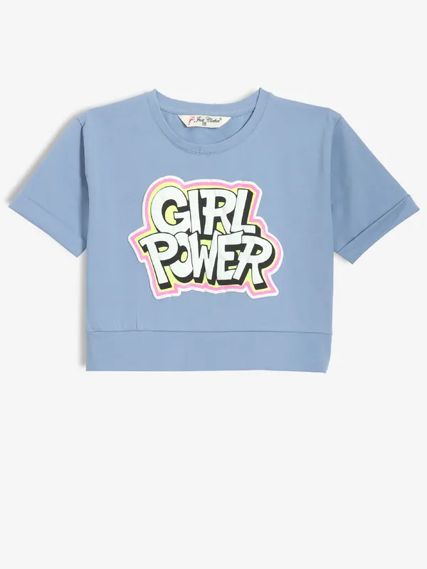 JUST CLOTHES grey cotton printed crop top