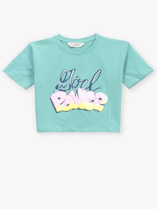 JUST CLOTHES mint green cotton crop top