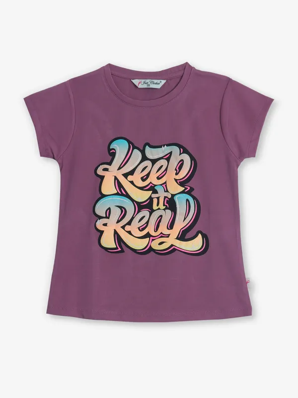 JUST CLOTHES purple printed cotton t-shirt
